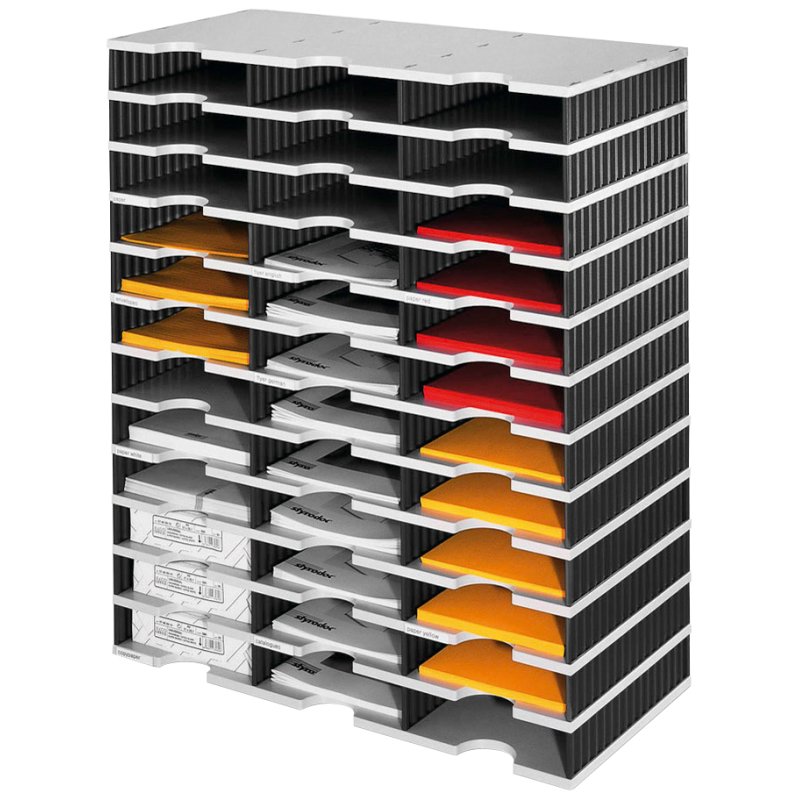 styro boîte de rangement trio, 36 compartiments, bleu/gris, 723×331×853 mm