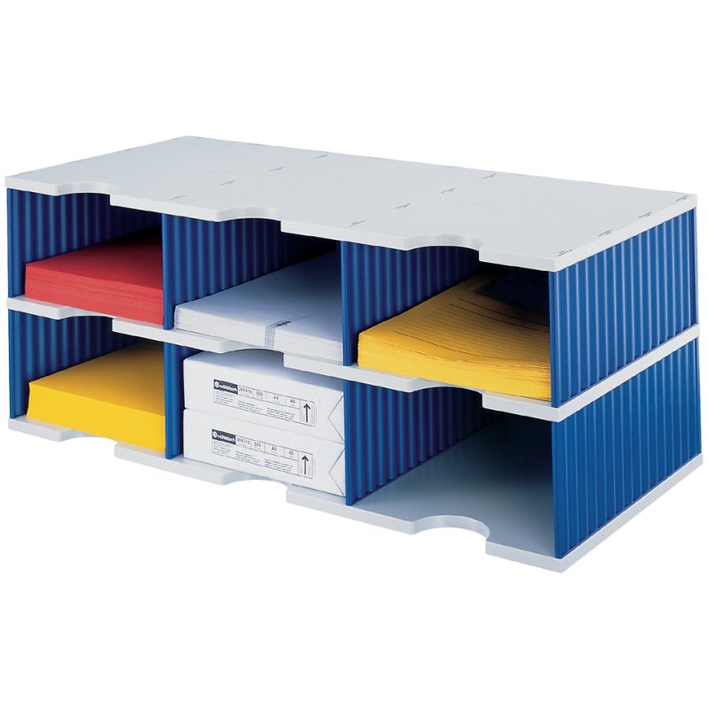 styro module de tri trio, 6 compartiments, noir/gris, 723×331×293 mm