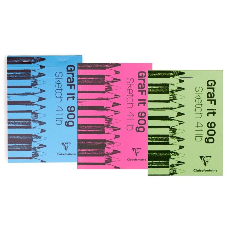 Clairefontaine bloc de croquis GRAF'IT A6, assorties couleurs, 80 feuilles, 90 g/m²