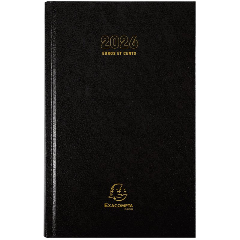 EXACOMPTA agenda Carré Euro/Cents 2026, zwart, 135 × 210 mm