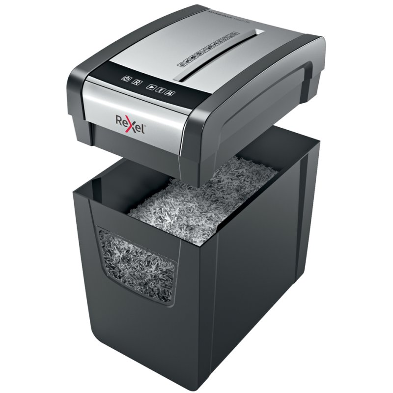 Rexel papiervernietiger Momentum X410-SL, slimline P-4, 10 vel, zwart/zilver