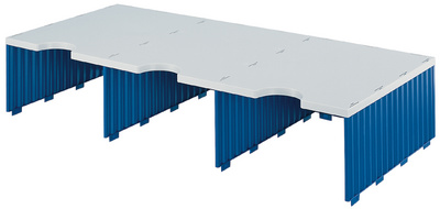 styro documenthouder trio, 3 vakken, blauw/grijs, 485×331×140 mm