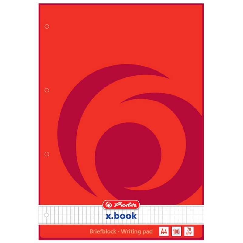 herlitz schrijfblok A4 vierkants geruit, 100 vel, 70 g/m²