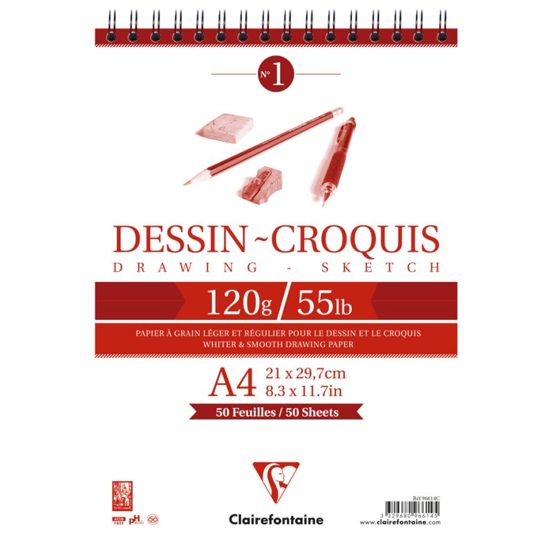 Clairefontaine bloc à croquis A5, 160 g/m², blanc, 35 feuilles