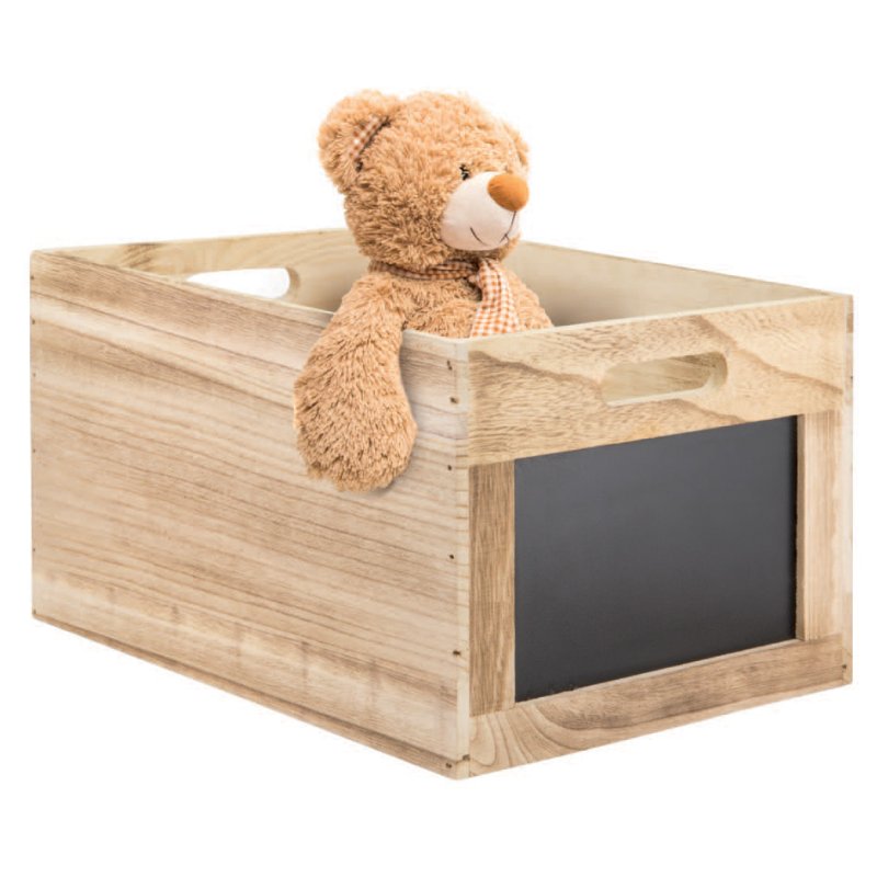 Securit boîte de table en bois TABLECADDY, 2 surfaces tableau noir, bois de paulownia, 210×350×283 mm