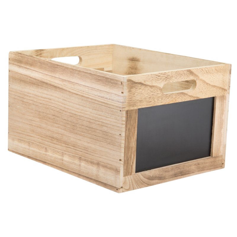 Securit boîte de table en bois TABLECADDY, 2 surfaces tableau noir, bois de paulownia, 210×350×283 mm