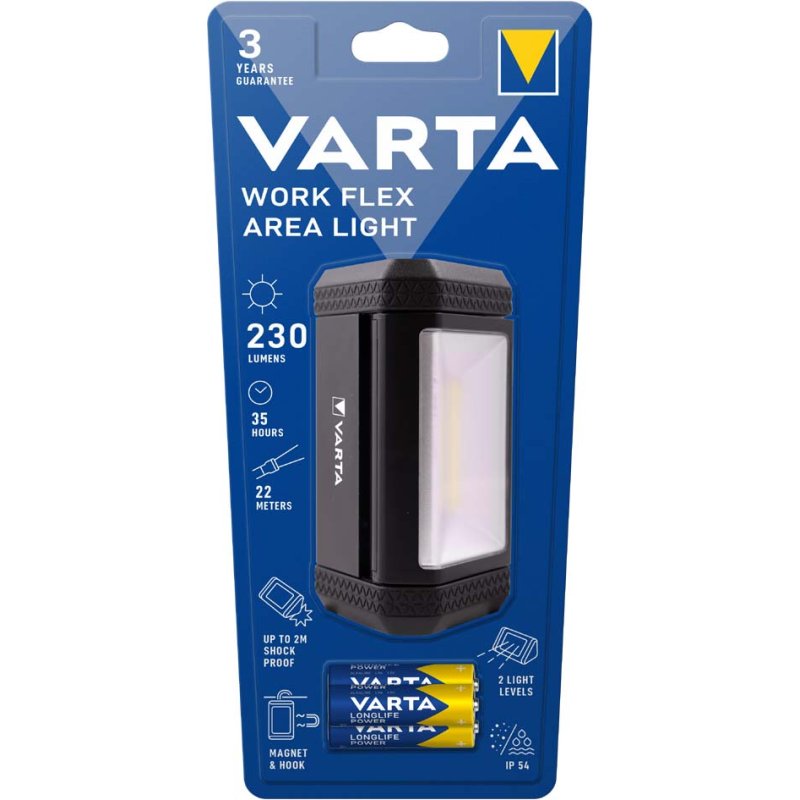 VARTA werkverlichting Work Flex Area Light, met haak en magneet, 230 lumen, IP54