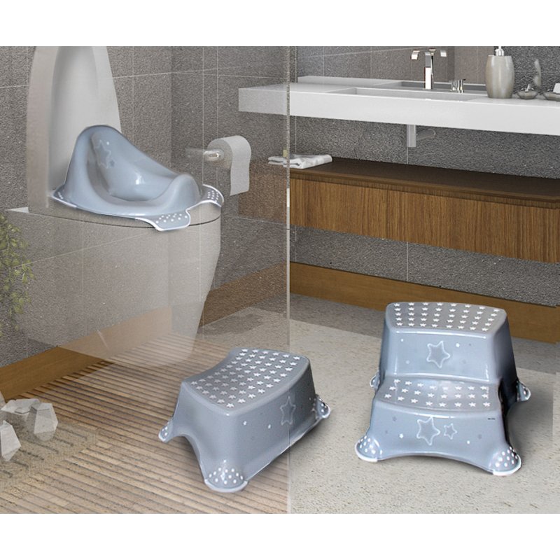 keeeper réducteur de toilette enfant ewa 'étoiles', gris, avec protection anti-éclaboussures, 30×40×15 cm
