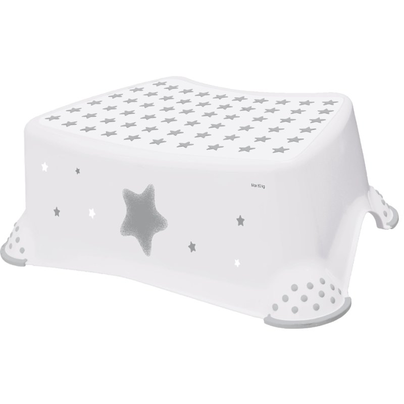keeeper step stool Tomek stars, white, 405×275×140 mm, 80 kg
