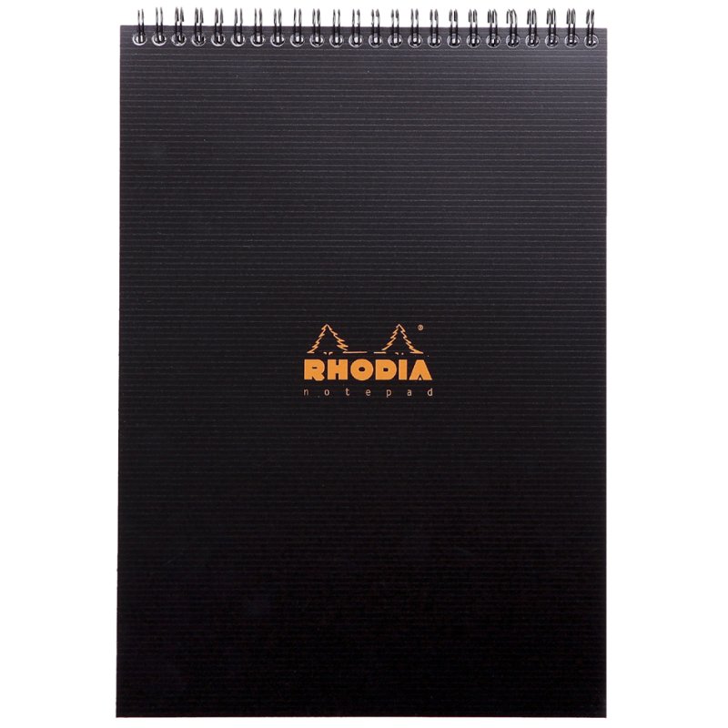 RHODIA bloc-notes spiralé A4, quadrillé, noir, 80 feuilles