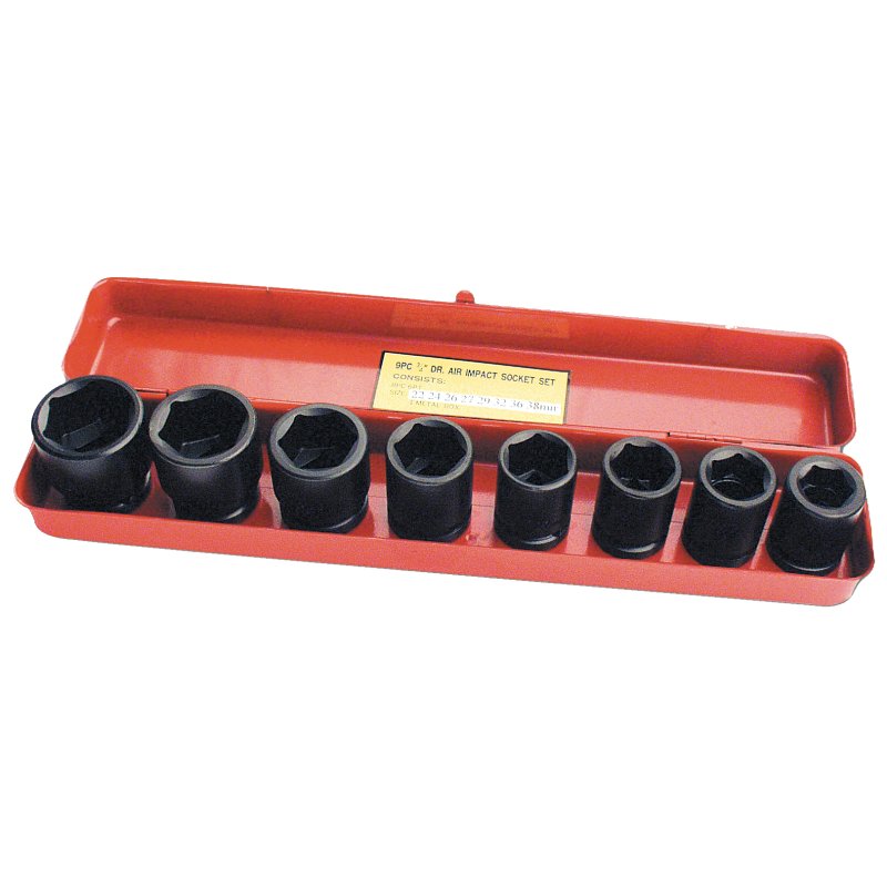 BRÜDER MANNESMANN jeu de douilles à chocs 3/4", noir, 8 pièces, 22-38 mm