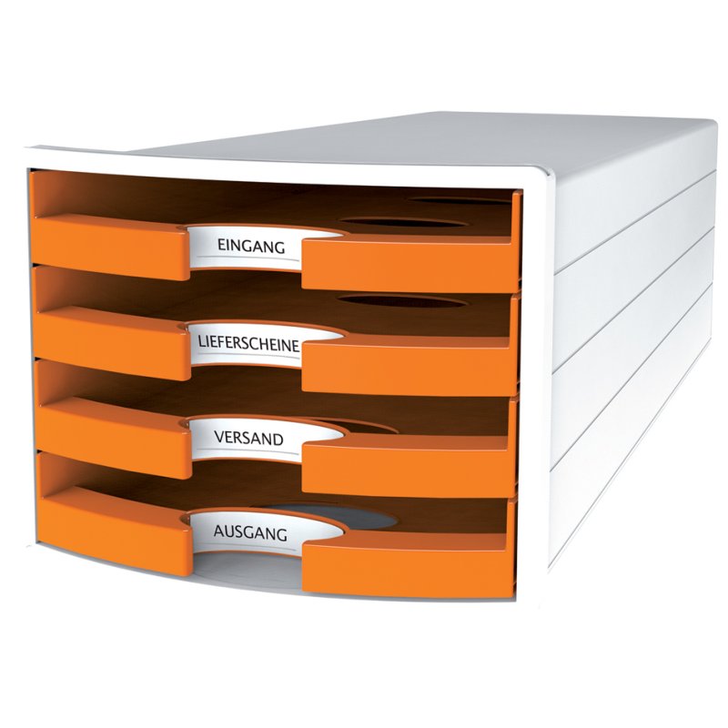 HAN boîte à tiroirs IMPULS 2.0, 4 tiroirs ouverts, blanc/orange