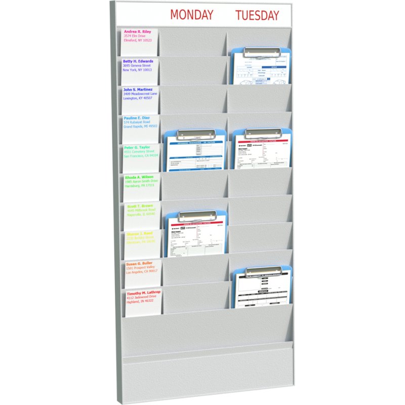 PAPERFLOW organiseur mural de bureau module d'extension, 20 compartiments A5, gris