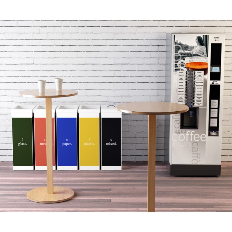 PAPERFLOW table haute Woody, diamètre 60 cm, jaune/hêtre