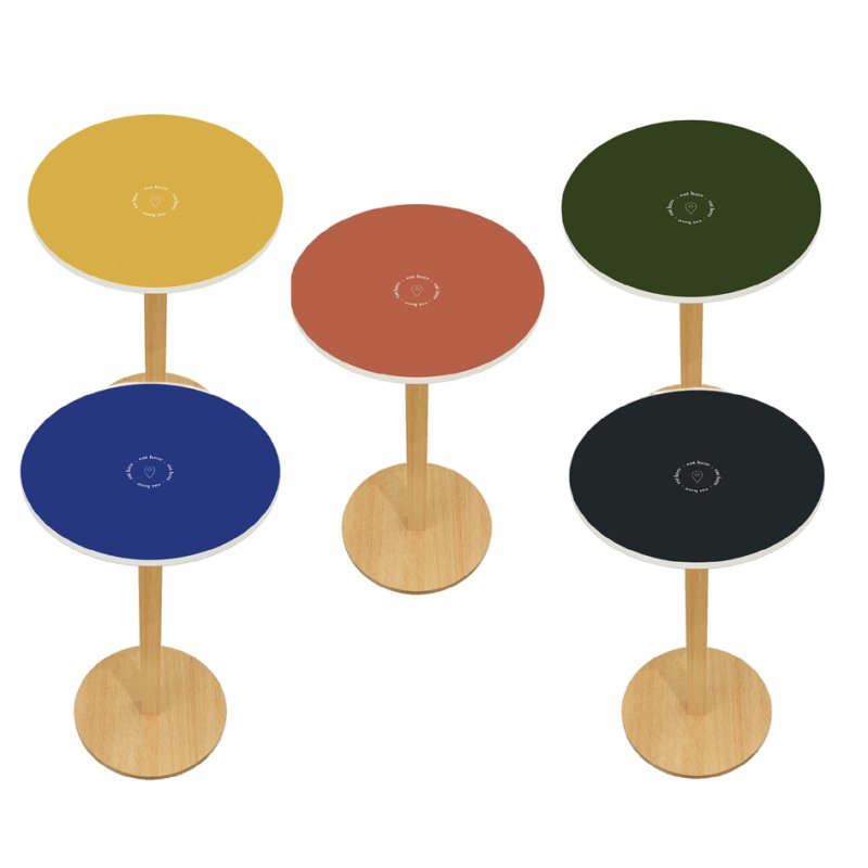 PAPERFLOW table haute Woody, diamètre 60 cm, jaune/hêtre