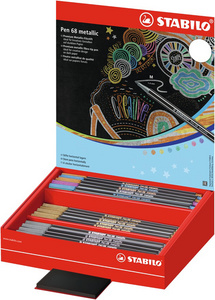 STABILO viltstift Pen 68 metallic, navulling, 60 stuks