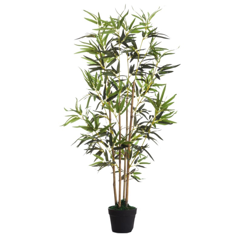 PAPERFLOW kunstbamboe plant, 120 cm, polyester bladeren, houten stam