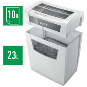 LEITZ papierversnipperaar IQ Home Office, partikelsnit 4×28 mm, wit/zilver, 10 vel