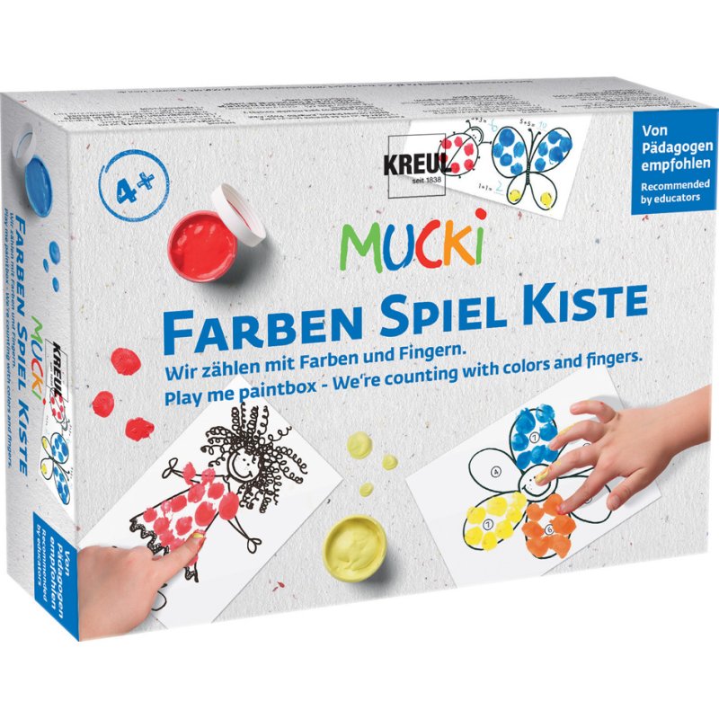 KREUL ensemble de peinture au doigt Mucki, 5×50 ml, blanc/jaune/rouge/bleu/noir