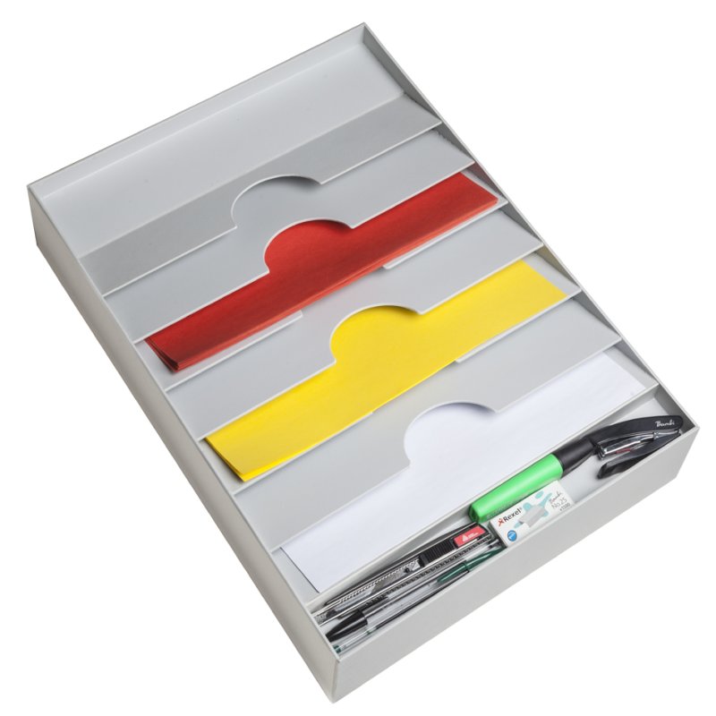 PAPERFLOW organisateur de tiroir de bureau, 6 compartiments, gris, 327×457×92 mm