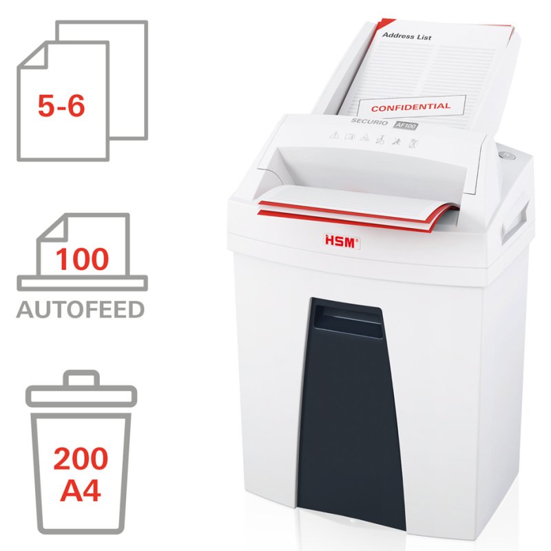 HSM SECURIO AF100 papiervernietiger, automatische invoer, 4×25 mm, P-4