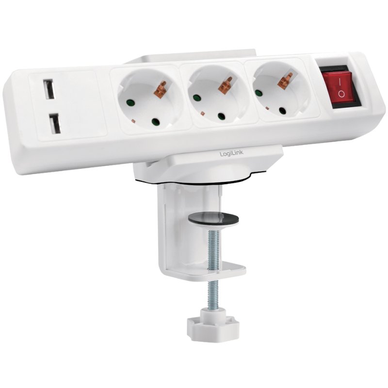 LogiLink clamp holder for power strips, white, adjustable 50-70 mm