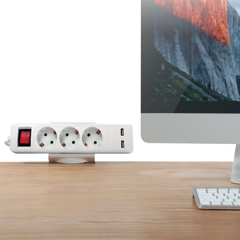 LogiLink clamp holder for power strips, white, adjustable 50-70 mm