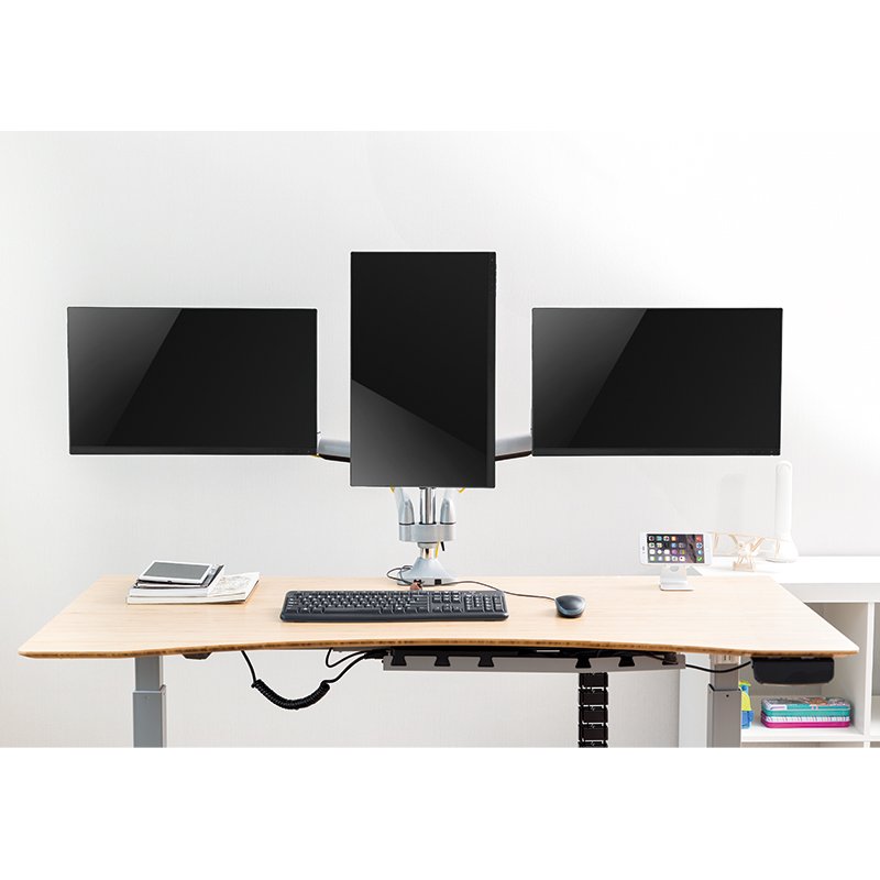 LogiLink bras triple pour moniteur, aluminium, argent, 13-32 pouces