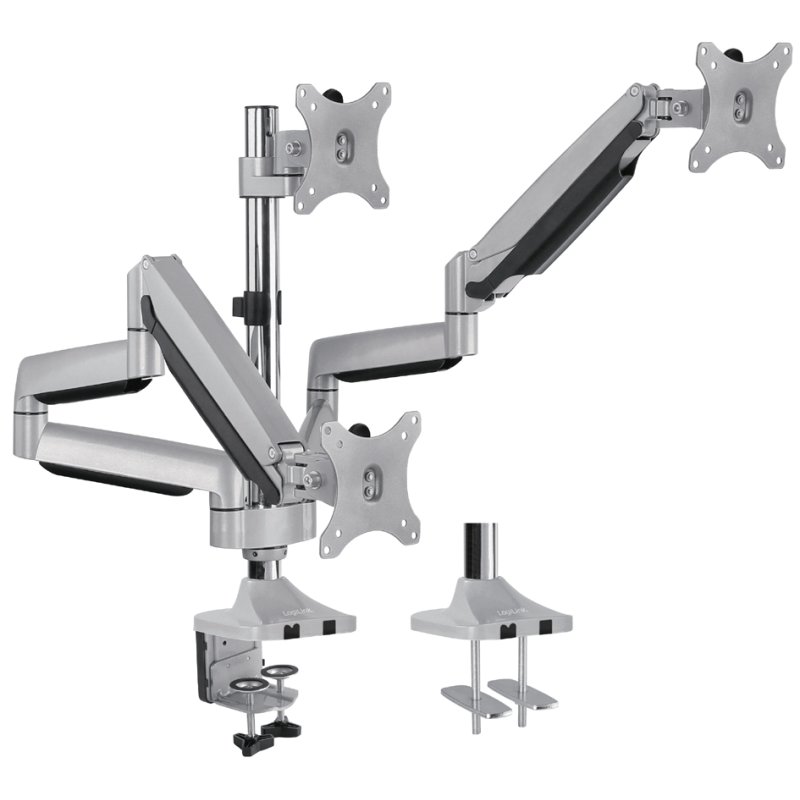 LogiLink bras triple pour moniteur, aluminium, argent, 13-32 pouces
