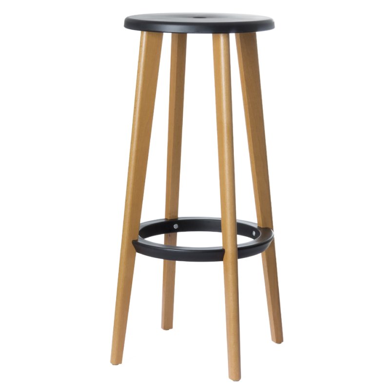 PAPERFLOW tabourets WOODY, noir, lot de 2, diamètre du siège 330 mm