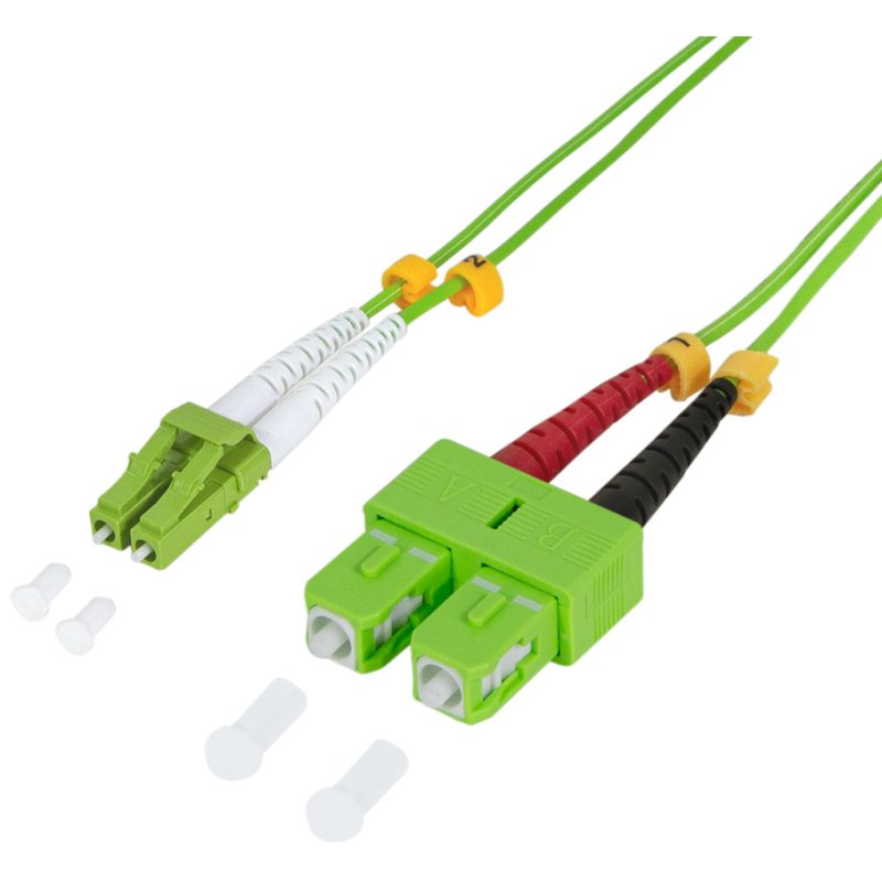 LogiLink Professional câble de raccordement fibre optique LC-Duplex vers SC-Duplex, OM5, vert clair, 2,0 m