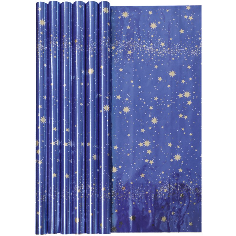 Clairefontaine papier cadeau Star Paper, bleu avec étoiles dorées, 700 mm × 1,5 m