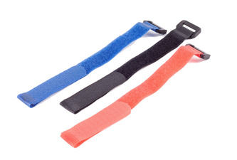 shiverpeaks klittenband kabelbinders met gesp, 250 × 20 mm, zwart/blauw/rood, 9 stuks