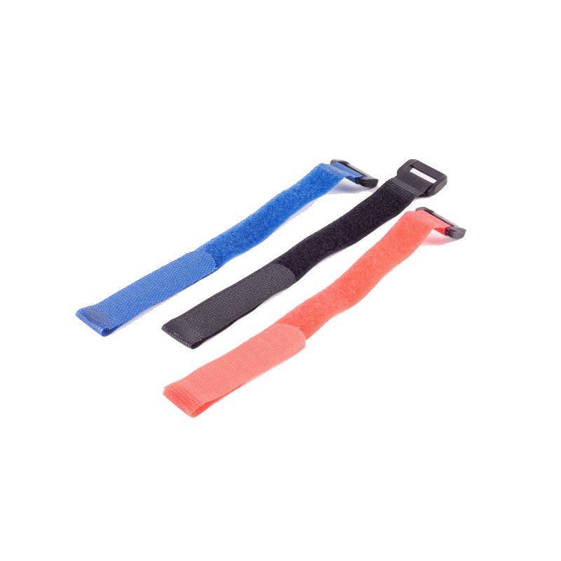 shiverpeaks klittenband kabelbinders met gesp, 250 × 20 mm, zwart/blauw/rood, 9 stuks