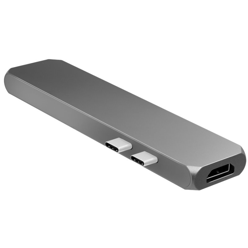 LogiLink USB-C hub 7-in-1, grijs, aluminium