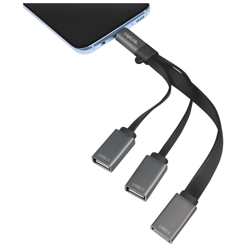 LogiLink Concentrateur USB 3.0, USB-C 3.1 Gen1, 3 ports, gris