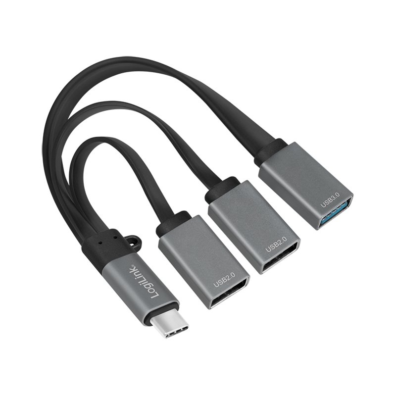 LogiLink Concentrateur USB 3.0, USB-C 3.1 Gen1, 3 ports, gris