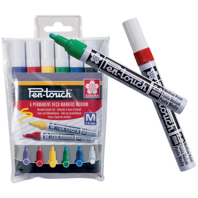 SAKURA marqueur permanent Pen-Touch fin, 2,0 mm, 6 pièces