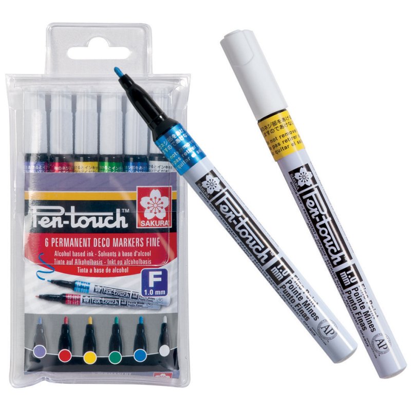 SAKURA marqueur permanent Pen-Touch fin, 2,0 mm, 6 pièces