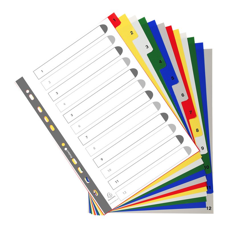 EXACOMPTA tabbladen, cijfers 1-12, A4+, 12-delig