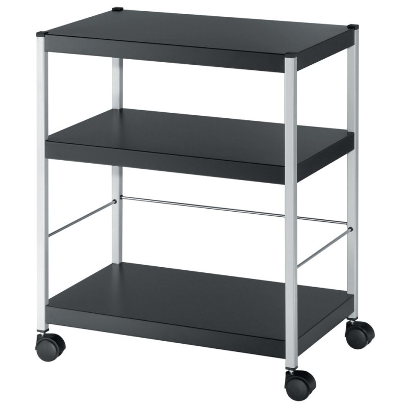 PAPERFLOW chariot de rangement multifonctionnel M, 3 niveaux, noir/argent