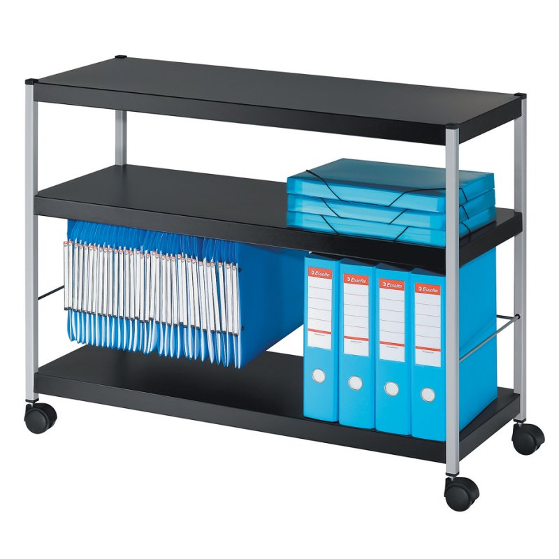 PAPERFLOW chariot de rangement multifonctionnel M, 3 niveaux, noir/argent