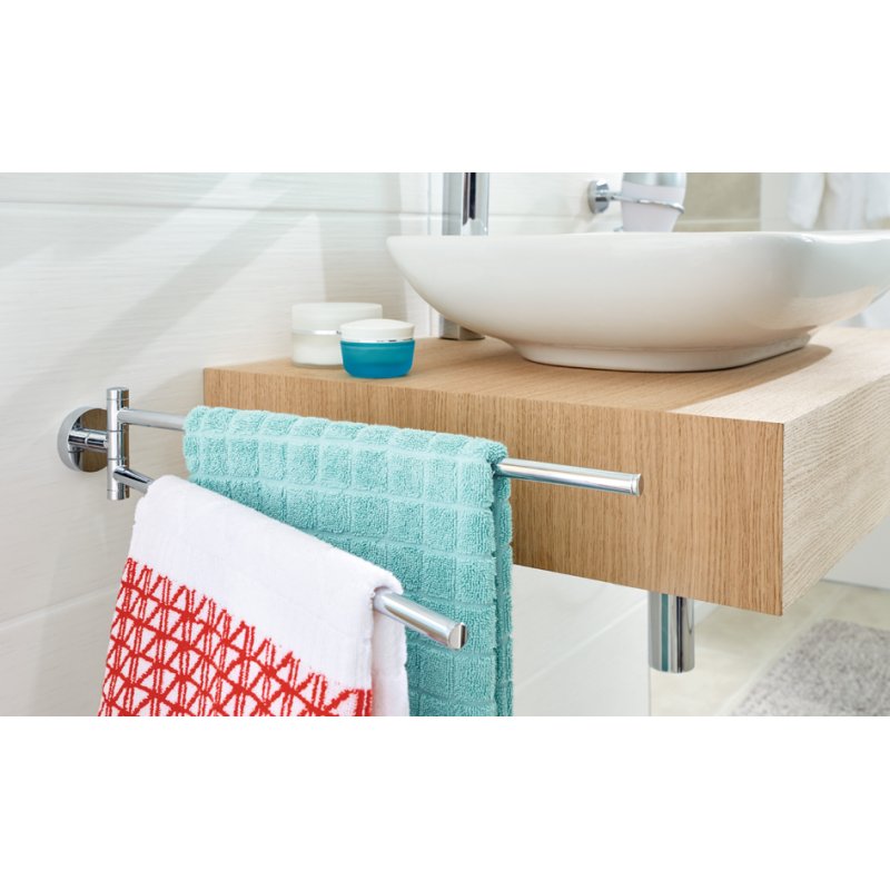 tesa porte-serviettes SMOOZ, deux bras, chromé, sans perçage
