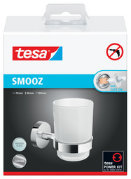 tesa SMOOZ tandenborselbekerhouder, zelfklevend, roestvrij satijn glas