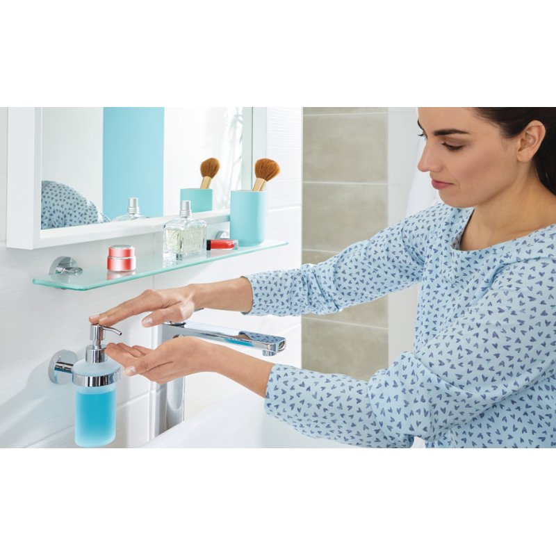 tesa distributeur de savon liquide SMOOZ, design verre satiné, 200 ml, réutilisable