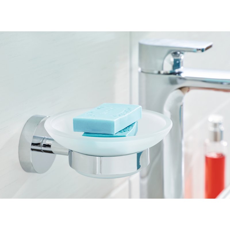 tesa distributeur de savon SMOOZ, verre satiné, réutilisable, 110×130×52 mm