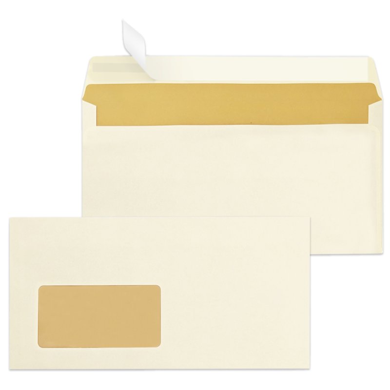 MAILmedia enveloppes chamois DIN long, avec fenêtre, 1000 pièces