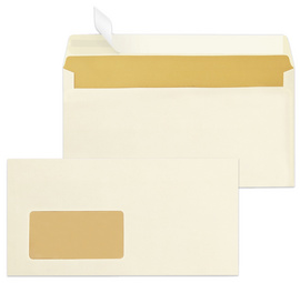 MAILmedia enveloppen chamois DIN lang, met venster, 1000 stuks