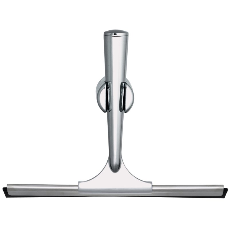tesa shower cabin cleaner with holder, high-gloss chrome-plated, stainless steel, 239×55×175 mm