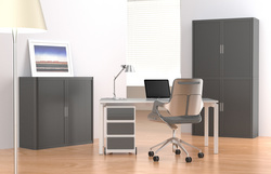 PAPERFLOW rolcontainer easyBox, 3 laden, wit/oranje, 39×44×64 cm